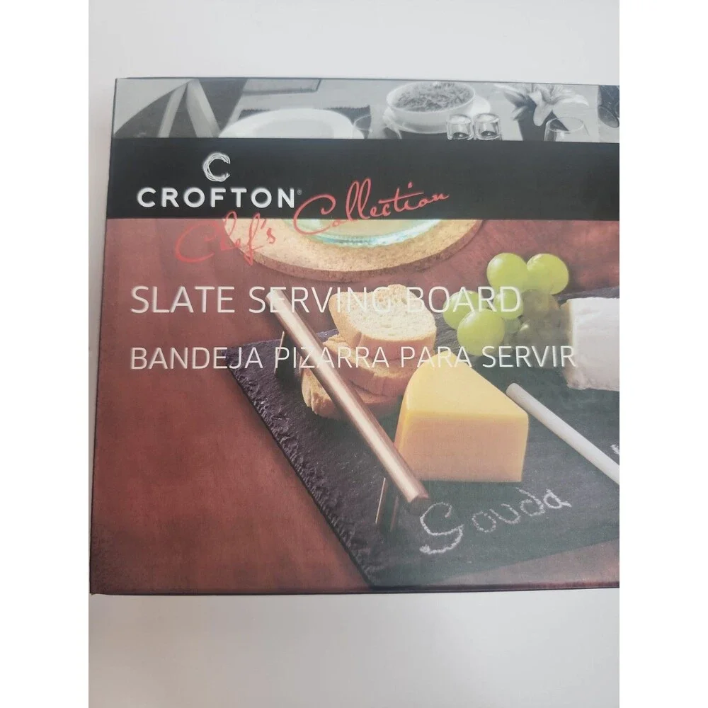 CROFTON Chef's Collection Slate Serving Board Rectangular Chalk NIB Charcuterie